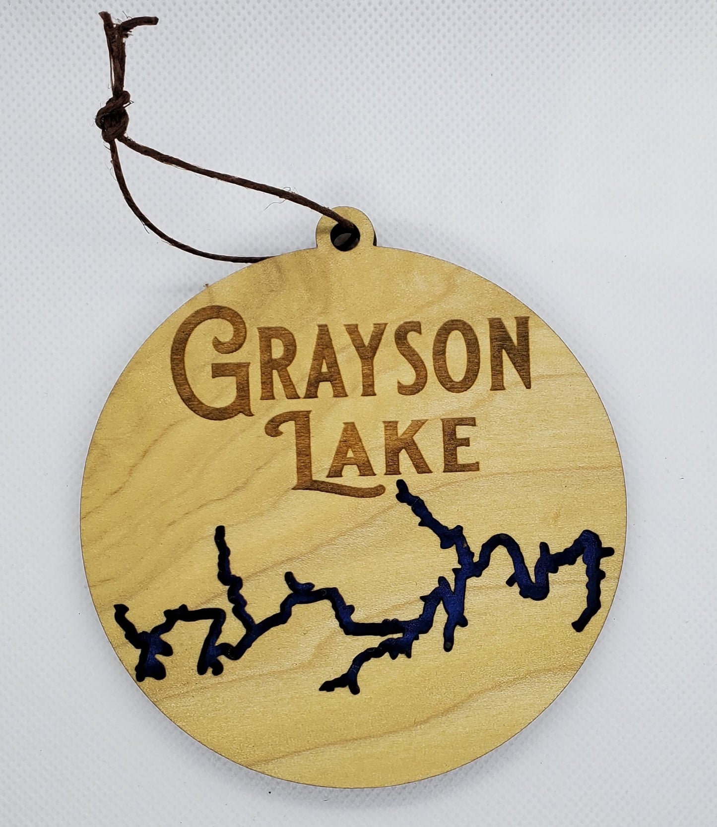 Kentucky Grayson Lake ornament by The Hollow & Hill Co. LLC, featuring a detailed design of the lake scene in a decorative ornament