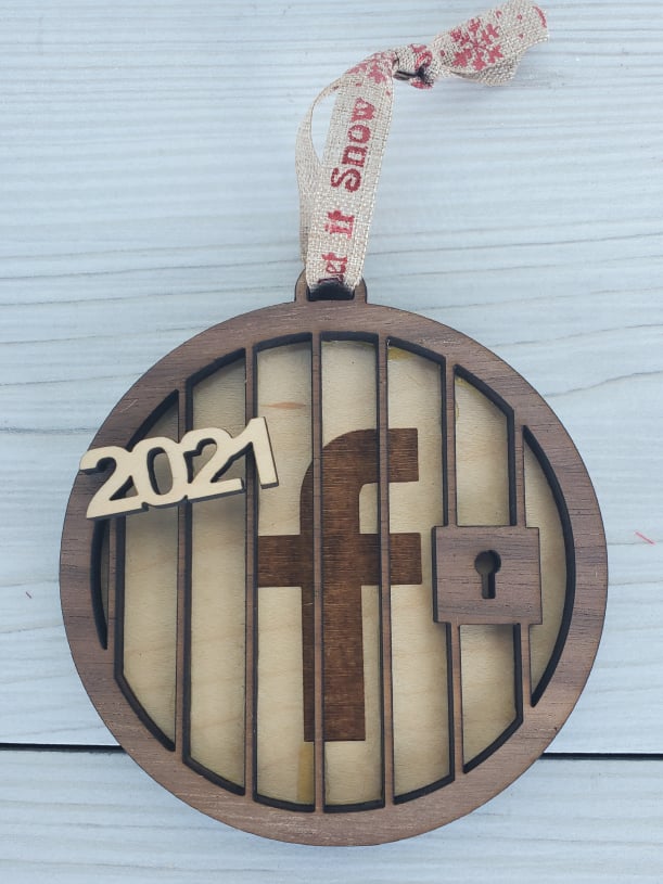 Facebook Jail ornament from The Hollow & Hill Co. LLC featuring a humorous design, perfect for social media fans.