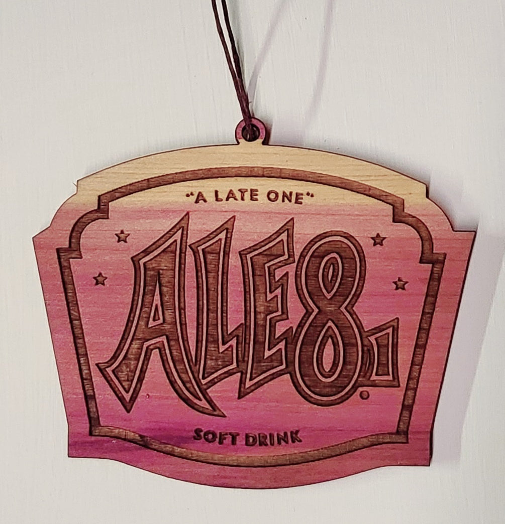 Ale8 logo ornament by The Hollow & Hill Co. LLC, decorative ornament with Ale8 branding, perfect for display or collection.