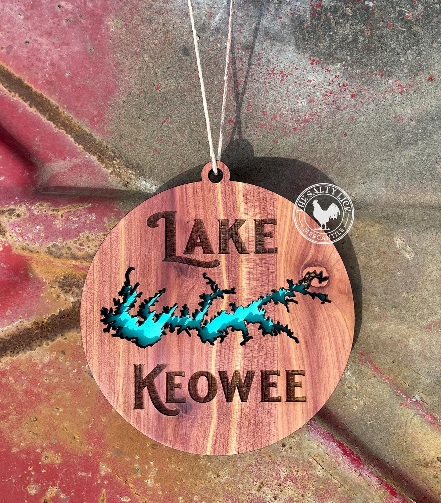South Carolina Lake Keowee ornament by The Hollow & Hill Co. LLC, featuring a detailed scenic design of the lake and surrounding area.