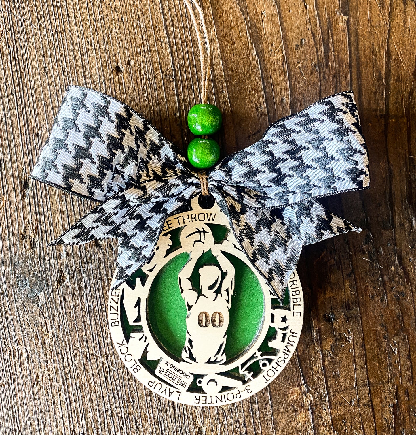 Personalized sports ornament with multiple design options, featuring a custom name and team details, from The Hollow & Hill Co. LLC.