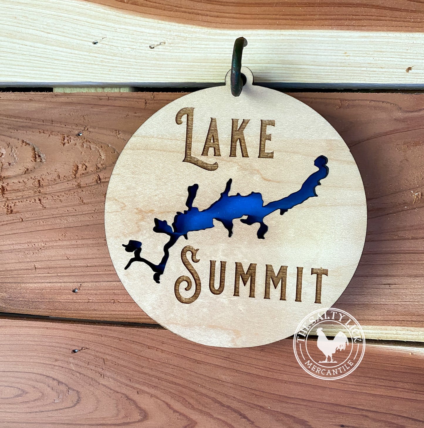 North Carolina Lake Summit ornament by The Hollow & Hill Co. LLC, featuring a detailed miniature lake scene and scenic design.