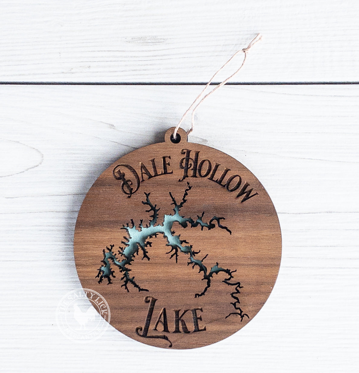 Dale Hollow Lake ornament from The Hollow & Hill Co. LLC featuring a detailed miniature landscape of Kentucky lake scenery.