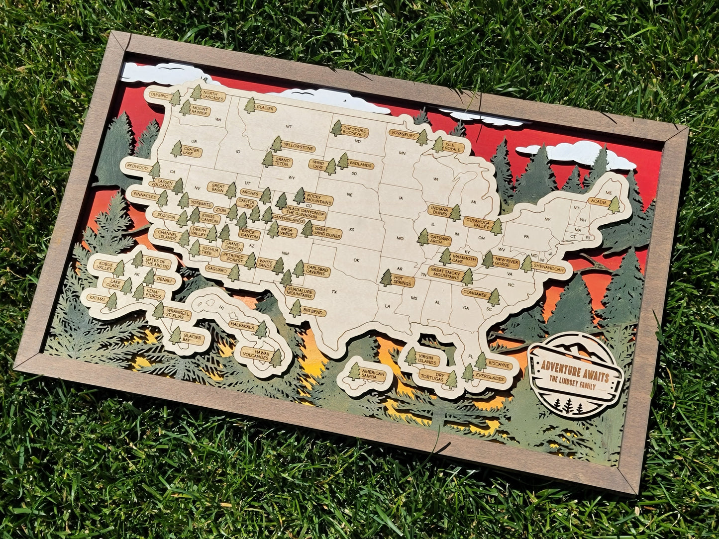 National Parks Travel Map - Forest Design - Personalize! - The Salty Lick Mercantile