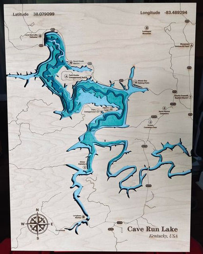Cave Run Lake 5 Layer Topographical Map - The Salty Lick Mercantile