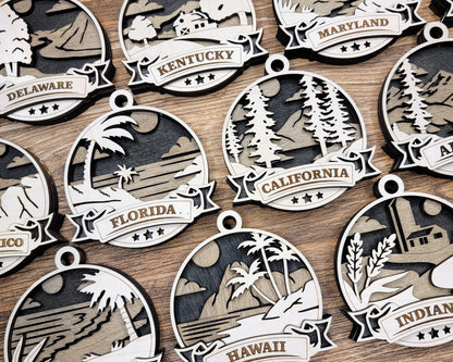 Discover America Ornaments - A unique ornament for each State! - The Salty Lick Mercantile