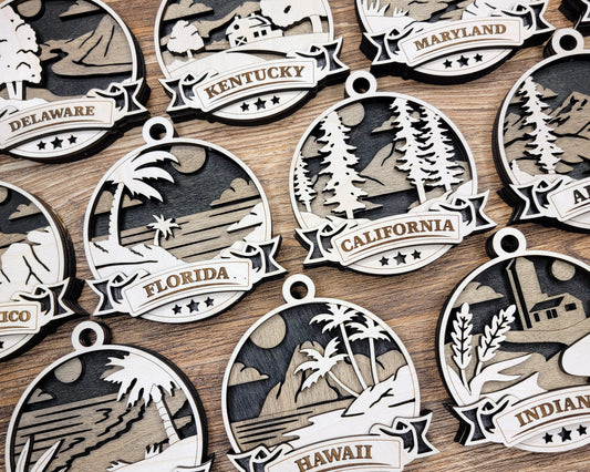 Discover America Ornaments - A unique ornament for each State! - The Salty Lick Mercantile