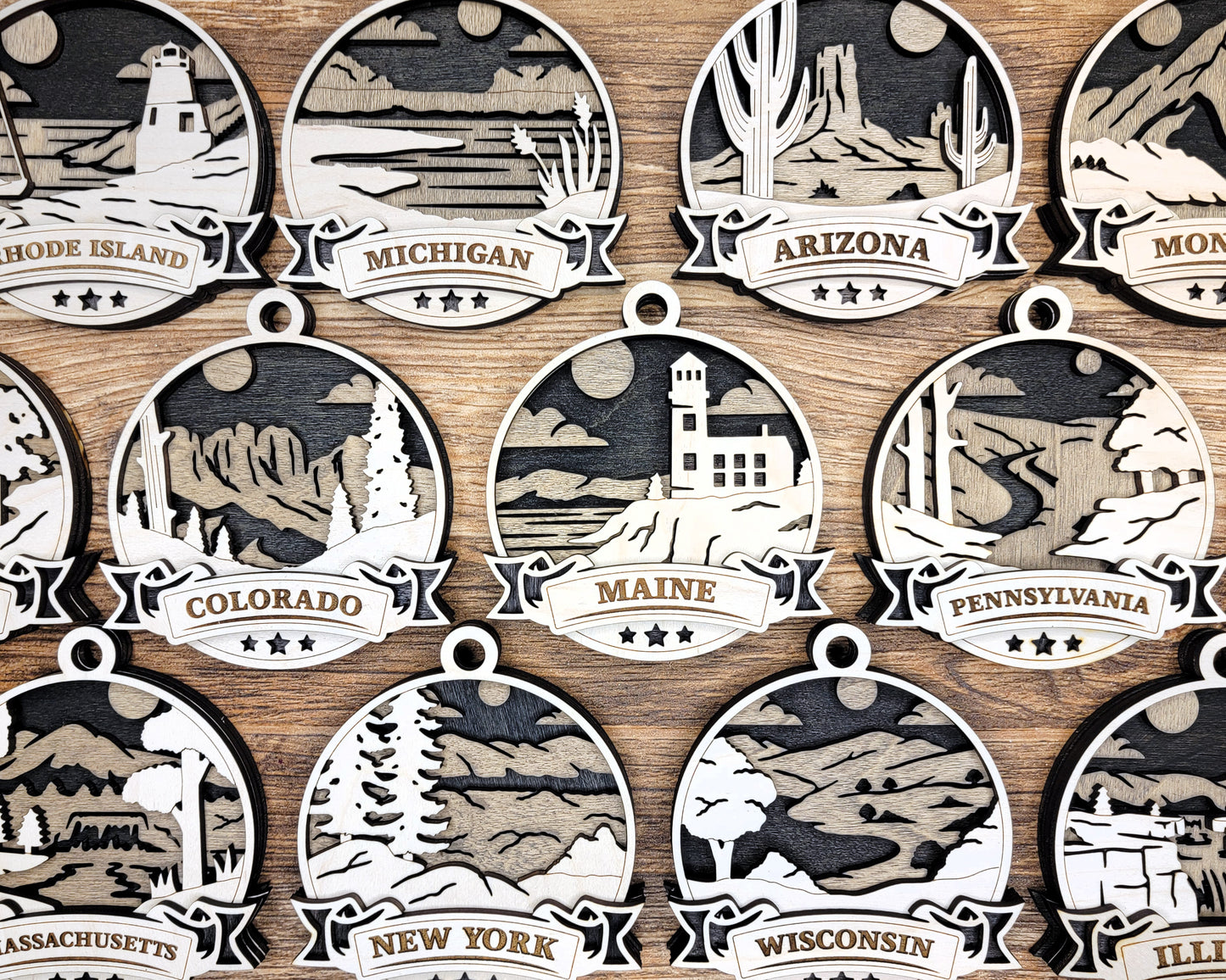 Discover America Ornaments - A unique ornament for each State! - The Salty Lick Mercantile