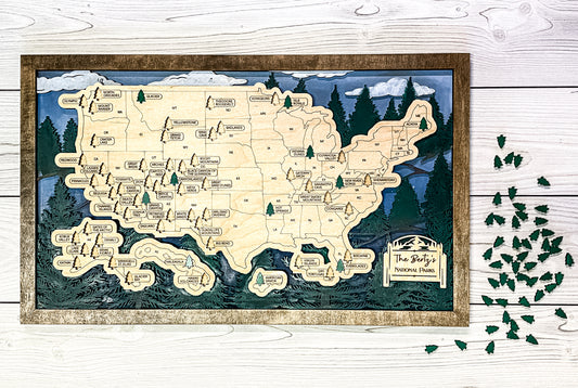 National Parks Travel Map - Forest Design - Personalize! - The Salty Lick Mercantile