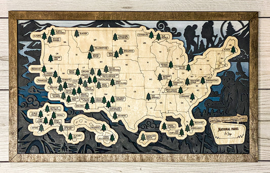 National Parks Travel Map - Hiking Design - Personalize! - The Salty Lick Mercantile