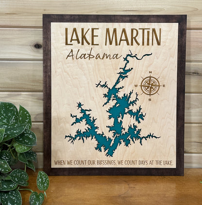 Cave Run Lake OR ANY CUSTOM LAKE! - Laser Art - The Salty Lick Mercantile