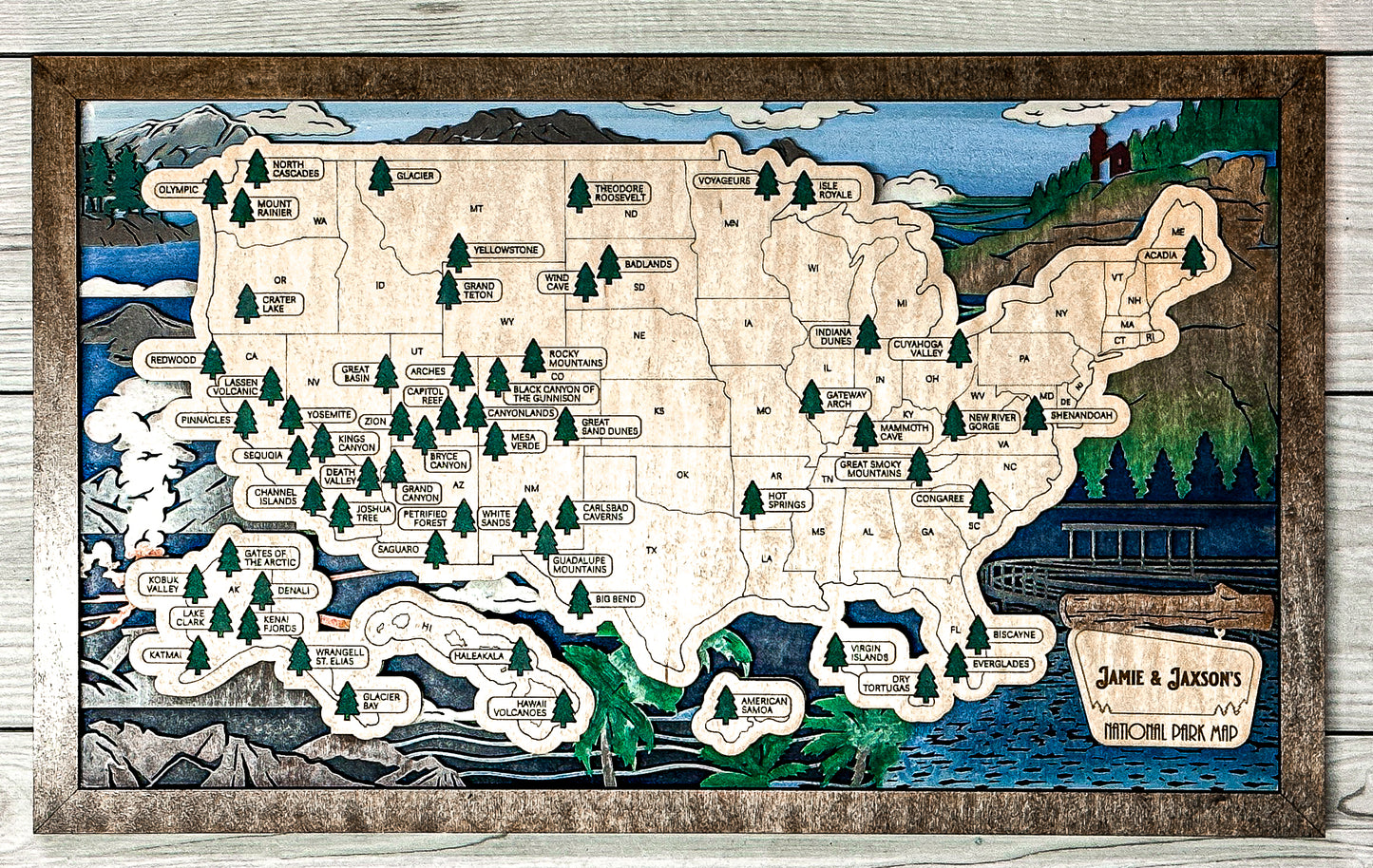National Parks Travel Map - Sceneries Design - Personalize! - The Salty Lick Mercantile
