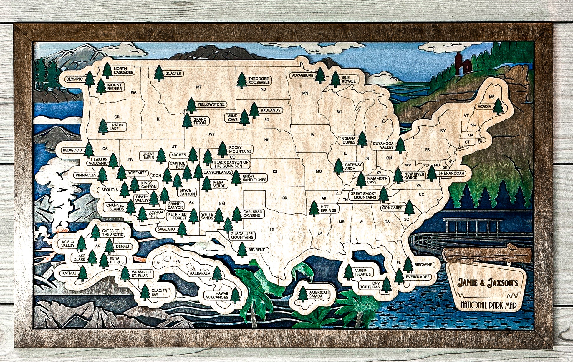 National Parks Travel Map - Sceneries Design - Personalize! - The Salty Lick Mercantile