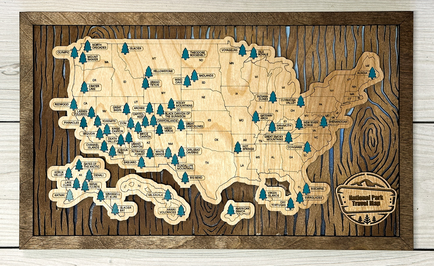 National Parks Travel Map - Wood Design - Personalize! - The Salty Lick Mercantile