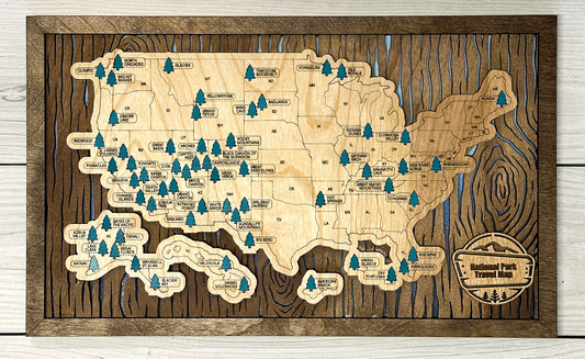 National Parks Travel Map - Wood Design - Personalize! - The Salty Lick Mercantile