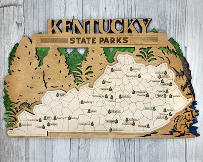 Kentucky State Parks 3 Layer Travel Map - Can be Personalized Other States Available! - The Salty Lick Mercantile
