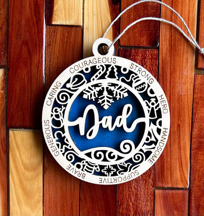 Dad 2 Layer Wood Ornament - The Salty Lick Mercantile