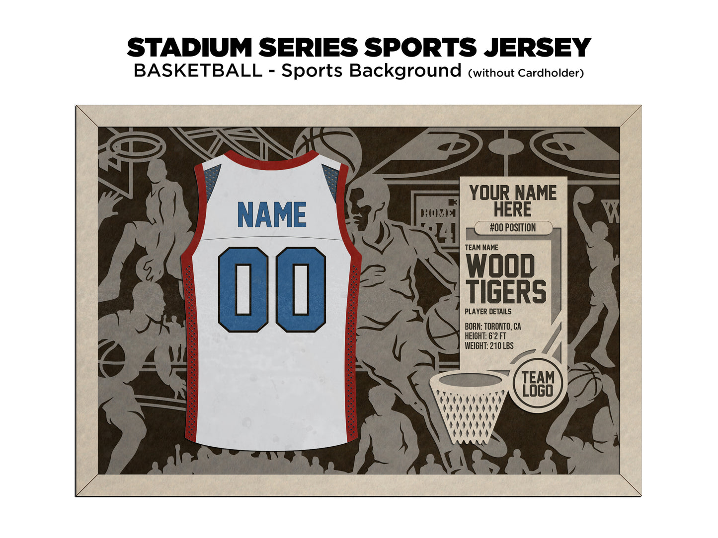 Personalized wooden basketball sports sign by The Hollow & Hill Co. LLC, featuring a male and female jersey design.