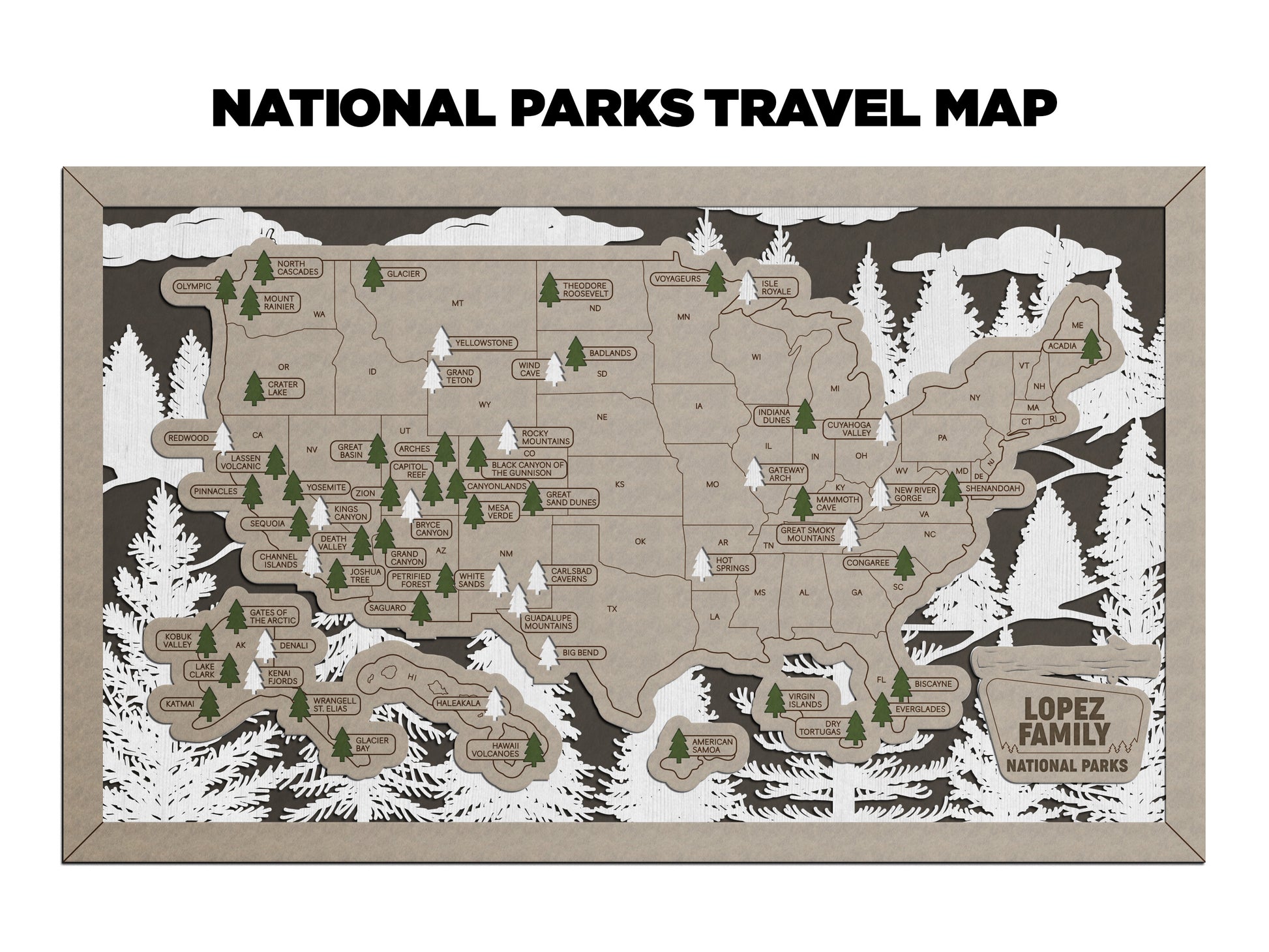 National Parks Travel Map - Customizable! - The Salty Lick Mercantile