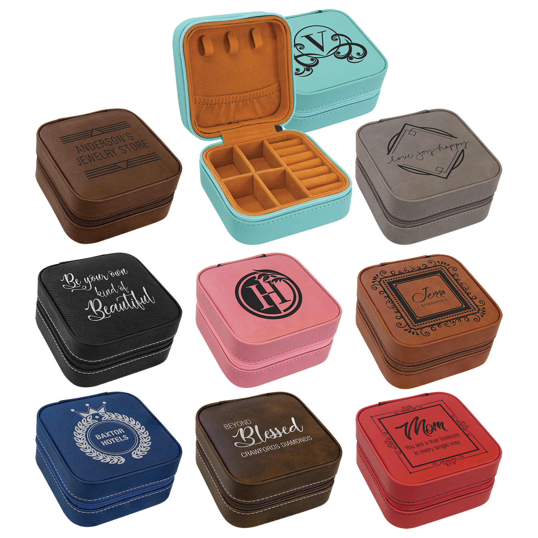 4" X 4" Laserable Leatherette Travel Jewelry Box - The Salty Lick Mercantile