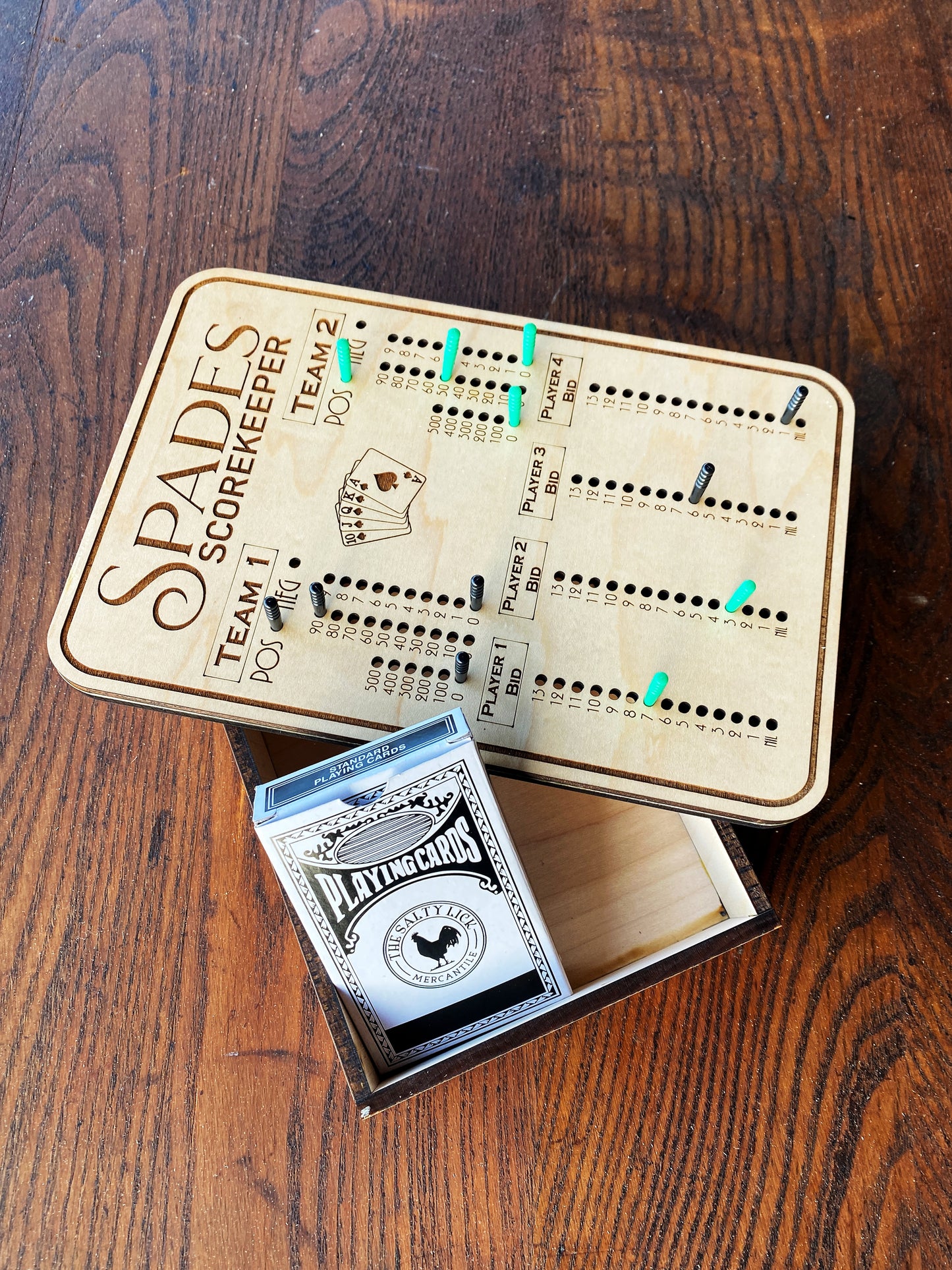 Spades Scorekeeper Custom Board Game - The Salty Lick Mercantile
