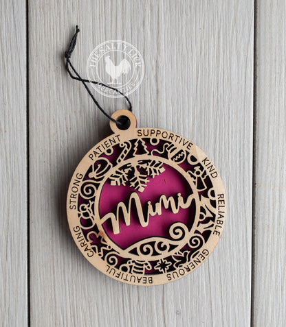 Mimi 2 Layer Wood Ornament - The Salty Lick Mercantile