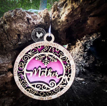 Mother 2 Layer Wood Ornament - The Salty Lick Mercantile