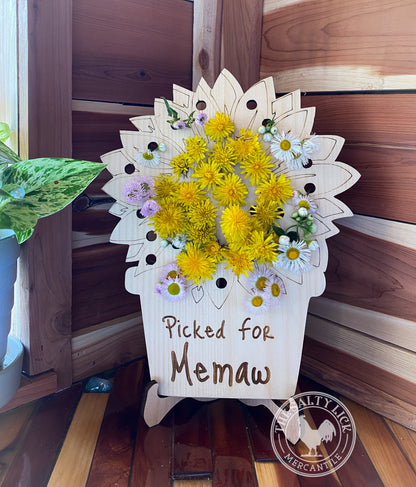 Wood Flower Holder - Mother's Day Nana Memaw Granny - The Salty Lick Mercantile