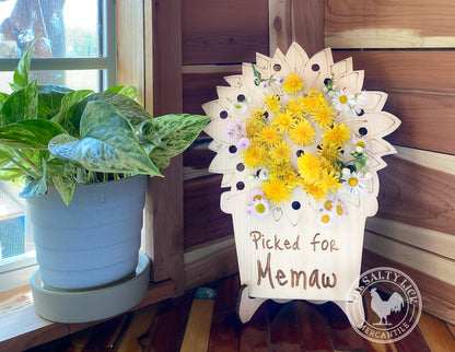 Wood Flower Holder - Mother's Day Nana Memaw Granny - The Salty Lick Mercantile