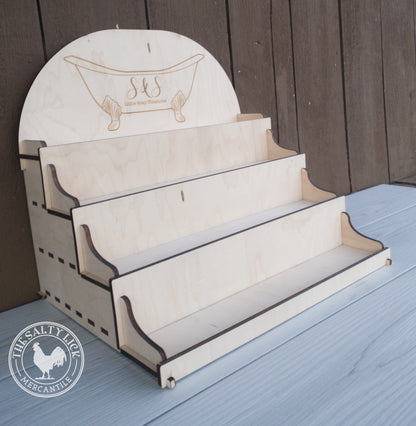 Three-tier craft fair display stand by The Hollow & Hill Co. LLC showing a versatile vendor booth table for product organization.
