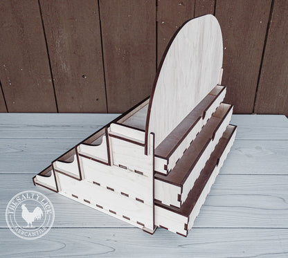 Three-tier craft fair display stand by The Hollow & Hill Co. LLC showing a sturdy, wooden vendor booth table for organizing products.