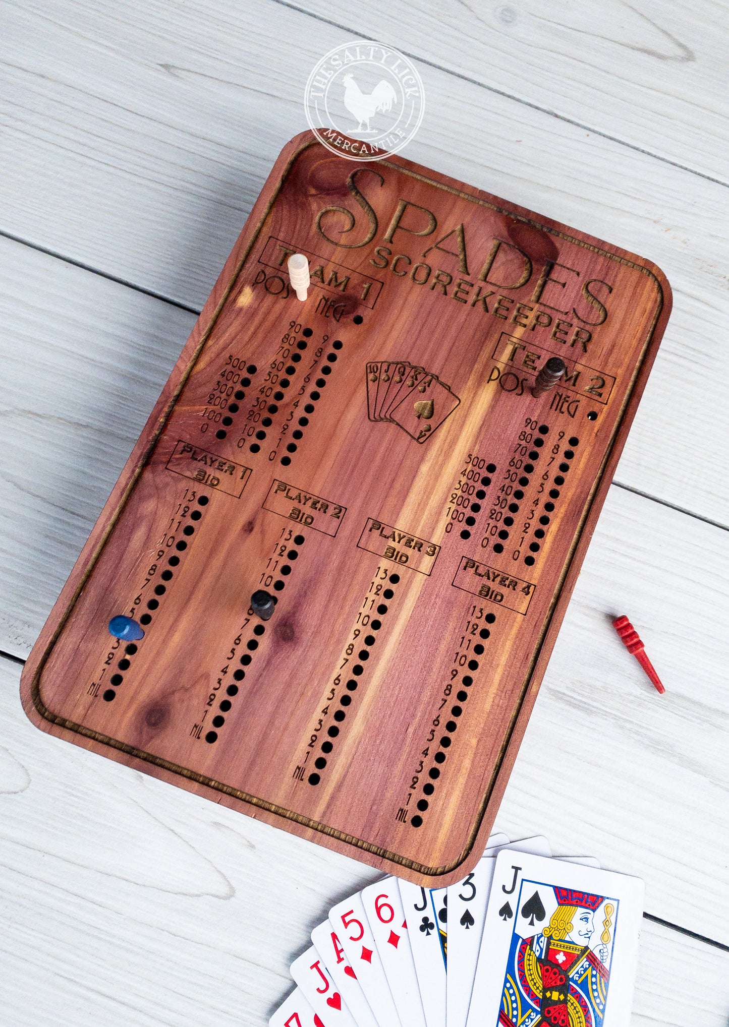 Spades Scorekeeper Custom Board Game - The Salty Lick Mercantile