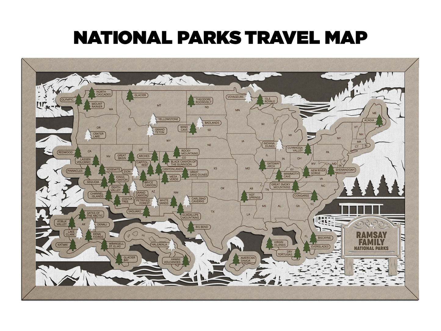 National Parks Travel Map - Customizable! - The Salty Lick Mercantile