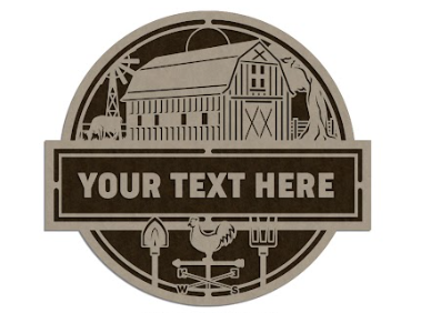 Rustic barn-shaped farmhouse sign with distressed wood finish, featuring customizable design by The Hollow & Hill Co. LLC.